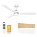 OPONL CEILING FAN WITH LIGHT 52INCH LOW PROFILE REMOTE CONTROL - WHITE - Like New