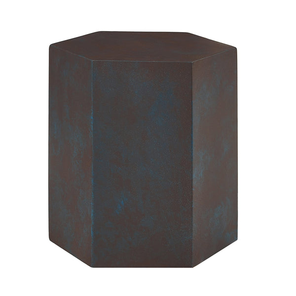 BALL & CAST HEXAGON END TABLE CONCRETE ACCENT SIDE TABLE STOOL RUST BROWN - Like New