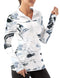 WOMEN'S POLO SHIRTS LONG SLEEVE UPF 50+ SUN PROTECTION - SIZE: 2XL - INK FLOWERS - Brand New