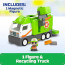 TILE TOWN RECYCLING TRUCK 15-PIECE MAGNETIC TILE PLAYSET, STEM, FV14225 - GREEN - Brand New