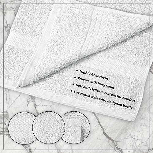 SIMPLY LOFTY 100% COTTON BATH TOWELS SET OF 6 ULTRA SOFT RING SPUN - WHITE - Brand New