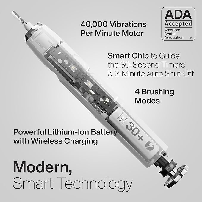 AquaSonic VIBE series Ultra Whitening Electric Toothbrush AS-TBSH-WH - WHITE - Like New