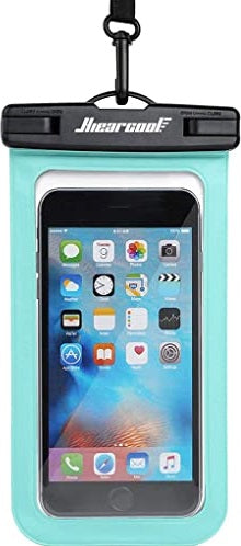 Hiearcool Waterproof Phone Pouch, Fits up to 8.3", iPhone Android, 1 Pack - Teal Like New