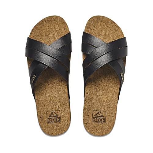 REEF CUSHION BLOOM HI WOMEN'S PLATFORM VEGAN LEATHER, SIZE: 8 CI8822 - BLACK/TAN - Brand New