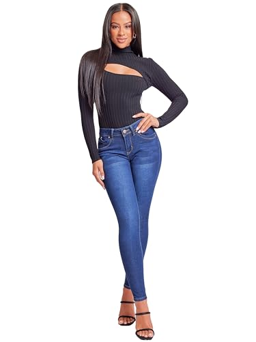 YMI WOMEN SUSTAINABLE WANNABETTABUTT SKINNY JEANS MIDNIGHT SKY BLUE SIZE 7 - Brand New