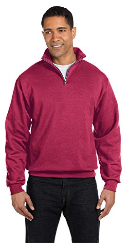 Adult 8 oz. NuBlend® Quarter-Zip Cadet Collar Sweatshirt 3XL VINTAGE HTHR RED - Like New