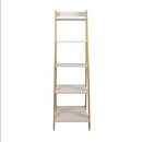 95083 ADEPTUS SOLID PINE WOOD 5 SHELF LADDER BOOKSHELF - WHITE NATURAL - Like New