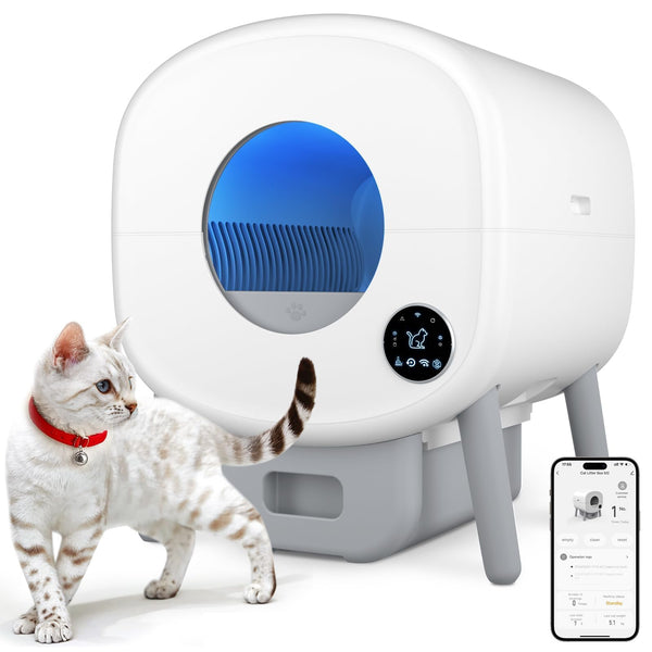 CUMRIGE SELF CLEANING LITTER BOX LARGE CAPACITY CATS SELF CLEANING - WHITE/GRAY - Like New