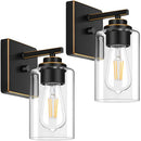 VERRON Set of 2 Wall Sconces for Bathroom, Modern Vanity Light Fixtures, Bronze - Like New
