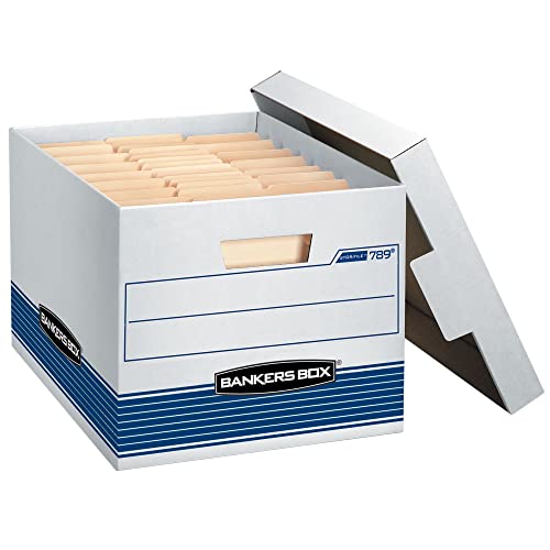 BANKERS BOX 12 PACK STOR/FILE MEDIUM-DUTY FILE STORAGE BOXES LIFT-OFF - BLUE - Brand New