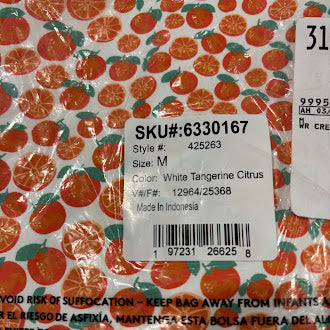 LANDS' END WOMEN'S LONG SLEEVE 50 RASH GUARD - SIZE: M - WHITE TANGERINE CITRUS - Brand New