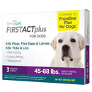 TevraPet FirstAct Plus Flea and Tick Topical for Dogs 45-88F lbs, 3 Applicators New