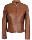 Blingsoul Disc Motorcycle Womens Leather Jackets, Rachel Tan, 3XL - Brand New