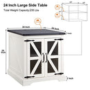 JXQTLINGMU Farmhouse End Table, 24" Large Sofa Side Table with Charging Station - Like New