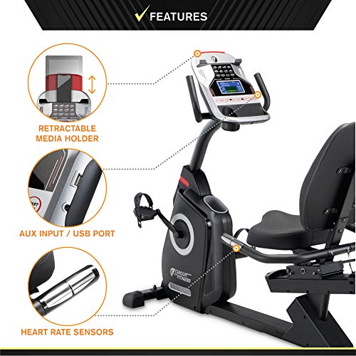 CIRCUIT FITNESS RECUMBENT MAGNETIC EXERCISE BIKE AMZ-587R - BLACK - Like New