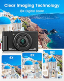 JEXYLON 5K 80MP DIGITAL CAMERA FOR PHOTOGRAPHY AND VLOGGING, FC003 - BLACK - Like New