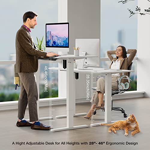 SMUG HEIGHT ADJUSTABLE ELECTRIC STANDING DESK 55 X 24 ERGONOMIC - WHITE - Like New
