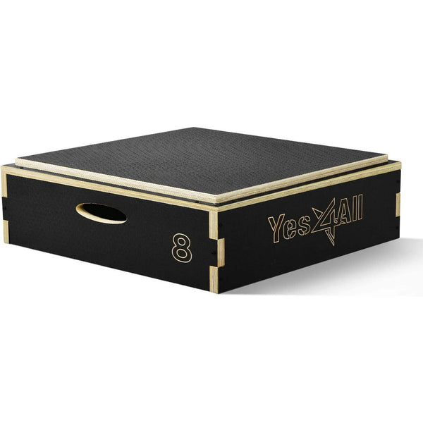 YES4ALL STACKABLE WOOD PLYOMETRIC BOX FOR JUMP TRAINING JUMP BOXES 8" - BLACK - Like New