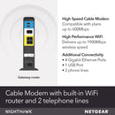 NETGEAR Nighthawk Cable Modem WiFi Router Combo with Voice C7100V - Black Like New