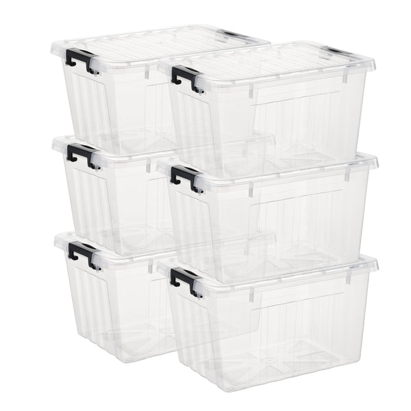 CETOMO LIDDED STORAGE BIN STACKABLE STORAGE BOX ORGANIZING CONTAINER - CLEAR - Like New