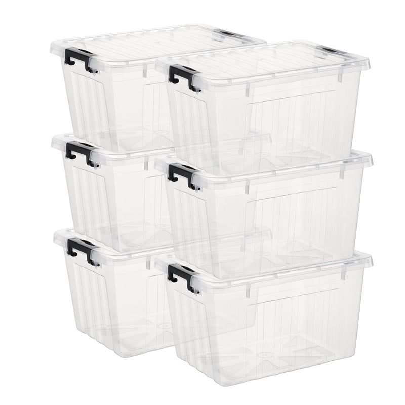 CETOMO LIDDED STORAGE BIN STACKABLE STORAGE BOX ORGANIZING CONTAINER - CLEAR - Like New