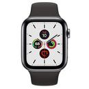APPLE WATCH 5 GPS CELLULAR 44MM STAINLESS STEEL CASE BLACK SPORT BAND STAINLESS - Like New