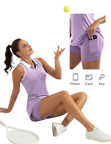 FKEEP WOMEN'S GOLF TENNIS DRESS SPORT ACTIVEWEAR ZIP SHORTS POCKET LIGHT PURPLE - Brand New