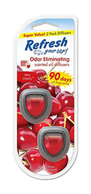 Car Air Freshener, Odor Eliminator, 2 Mini Car Oil Diffusers, Very Cherry Scent - Brand New