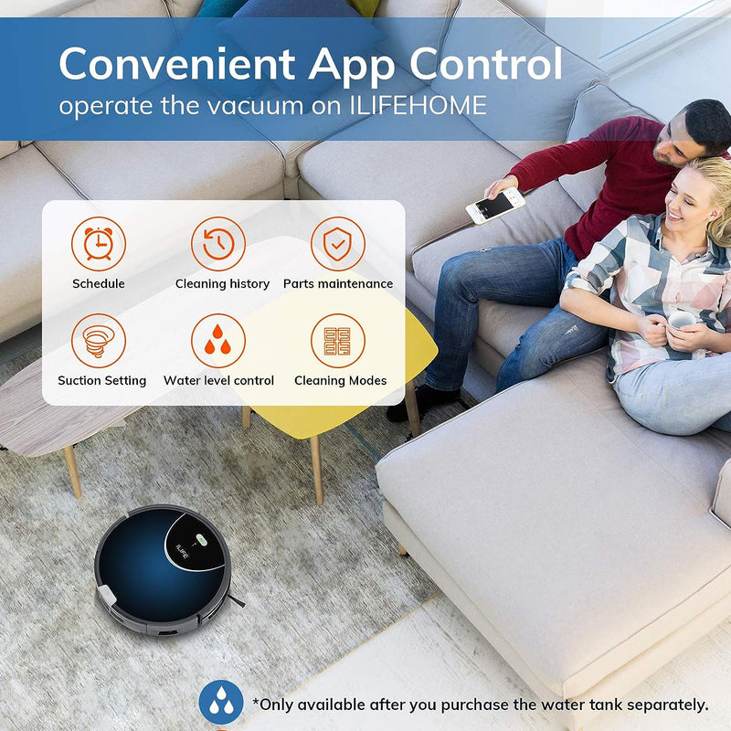 ILIFE V80 Max Robot Vacuum Cleaner Wi-Fi Connected 2000Pa Suction - BLACK/NAVY - Like New