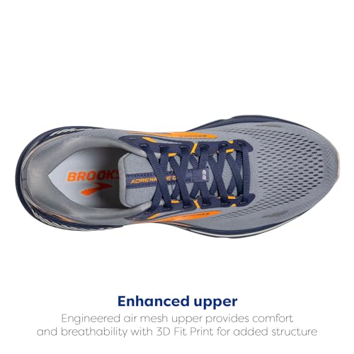 BROOKS MEN ADRENALINE GTS 23 SUPPORTIVE RUNNING SHOE GREY/BLUE/ORANGE SIZE 11.5 - Like New