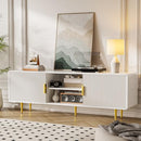 SYESWAY TV Stand for 65 Inch TV Fluted TV Stand with Curved Profile, White - Like New