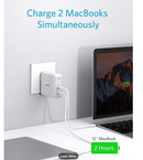 ANKER 60W 2-PORT POWERPORT ATOM PD 2 GAN COMPACT FOLDABLE WALL CHARGER - WHITE - Like New