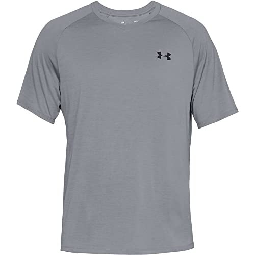 Under Armour Mens Tech 2.0 V-Neck Short-Sleeve T-Shirt Steel/Black S - Brand New