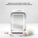 Chefman Portable Mirrored Beauty Fridge, 4 Liter Mini Refrigerator - White Like New