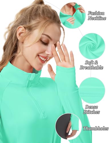 FKEEP WOMEN'S SUN SHIRTS LONG SLEEVE ATHLETIC JACKETS UPF 50+ AQUA GREEN S - Brand New