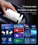MAGCUBIC MINI PROJECTOR, 4K SUPPORT, SMART PROJECTOR, HY300 - WHITE/BLACK - Like New