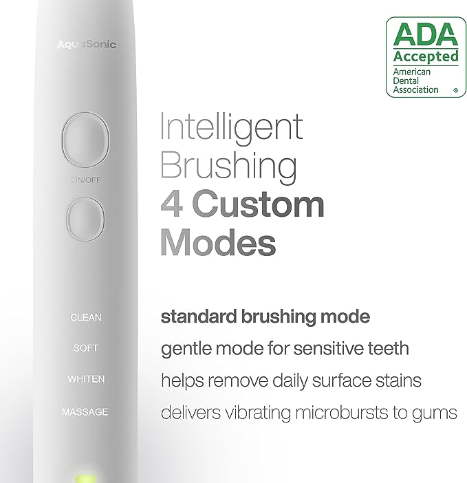 AquaSonic VIBE series Ultra Whitening Electric Toothbrush AS-TBSH-WH - WHITE - Like New