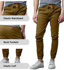 GALAXY BY HARVIC MEN'S BASIC STRETCH TWILL JOGGERS CHINO SIZE LARGE - TIMBER - Brand New