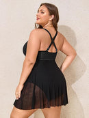 SOTHEA WOMENS PLUS SIZE BATHING SUIT ONE PIECE SWIM DRESS TUMMY - 18W - BLACK - Like New