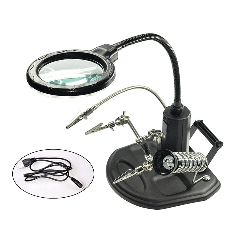 Soldering Station Magnifying Glass Soldering Iron Holder Desktop Magnifier - Like New
