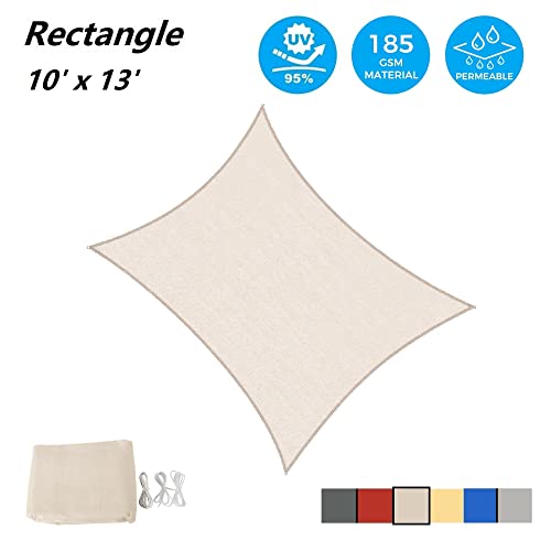 AsterOutdoor Sun Shade Sail Rectangle 10' x 13' UV Block Canopy Outdoor Cream - Like New