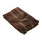 Creative Co-Op Recycled Cotton Blend Throw Blanket with Fringe, Brown Plaid - Like New