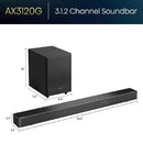 HISENSE AX3120G 3.1.2CH SOUND BAR WIRELESS SUBWOOFER 360W DOLBY ATMOS - BLACK - Like New
