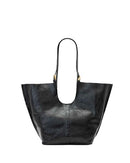 ALLSAINTS ARA SHINE E/W LARGE LEATHER TOTE BAG W284XD - BLACK - Brand New