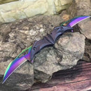 IWROT DARK BAT KNIGHT DOUBLE BLADE FOLDING POCKET KNIFE SPRING ASSIST - BLACK - Like New