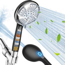FEELSO FILTERED SHOWER HEAD HANDHELD HIGH PRESSURE 7-SPRAY SHOWERHEAD - BLACK - Like New