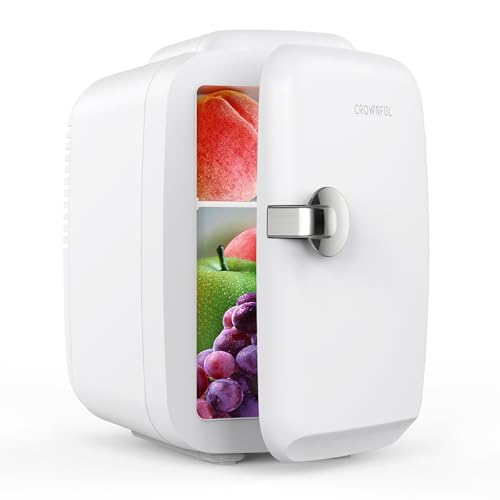 CROWNFUL MINI FRIDGE 4 LITER/6 CAN PORTABLE COOLER WARMER CF-PC4LWHT - WHITE - Like New
