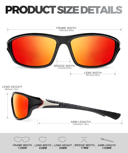 QALLY SunPolarized Sports Men's Sunglasses with UV400 Protection рed/grey/blue - Like New