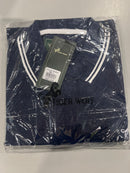 TIGER WOLF 3 BUTTON POLO SHIRT - SIZE: MEN L - NAVY WHITE - Brand New
