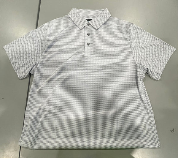 PGA TOUR ATHLETIC FIT SHORT SLEEVE POLO - SIZE: MEN M - WHITE/LIGHTBLUE - Like New